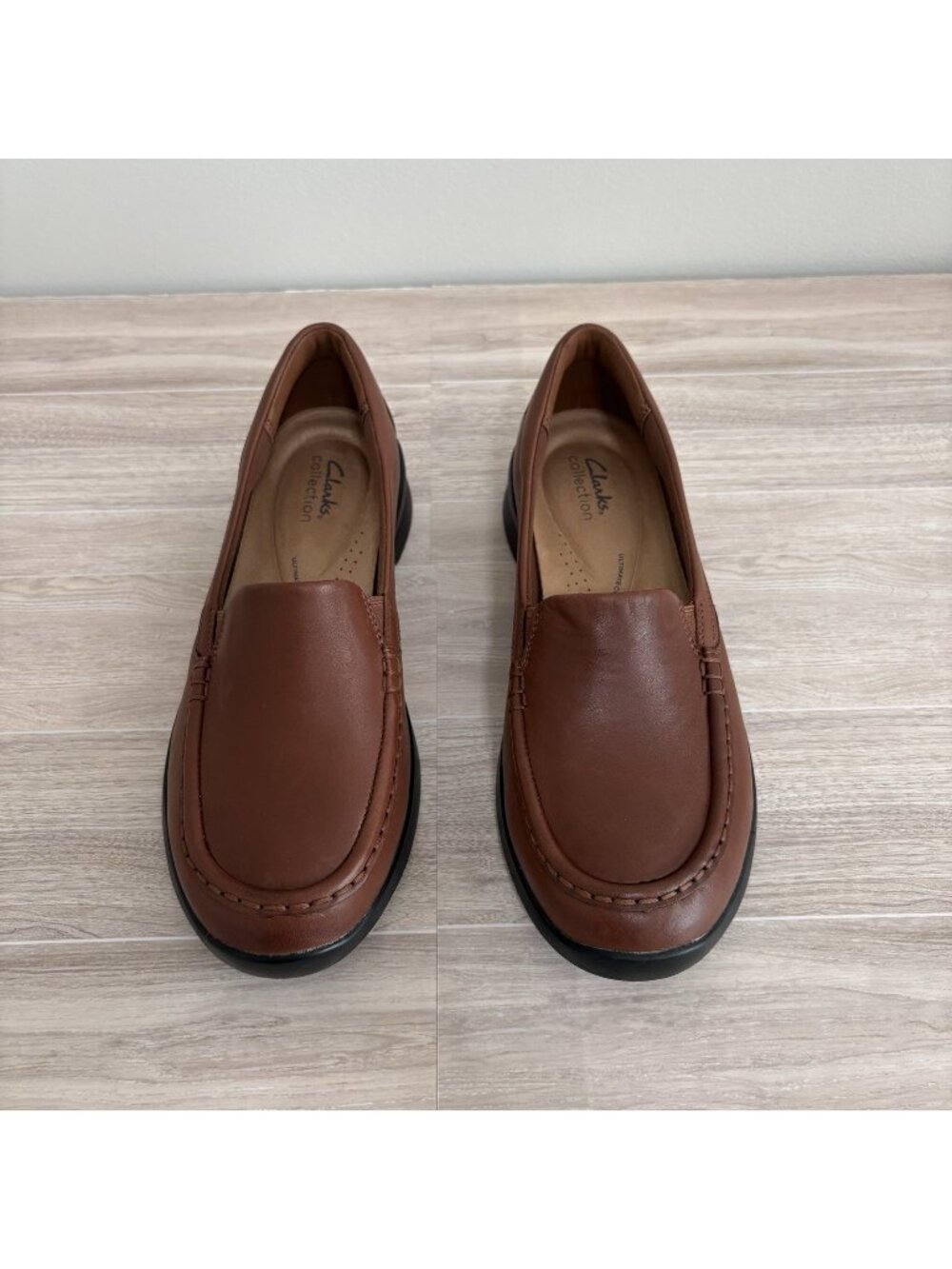 Clarks Collection Tan Leather Ellowyn Lux Slip On Loafers